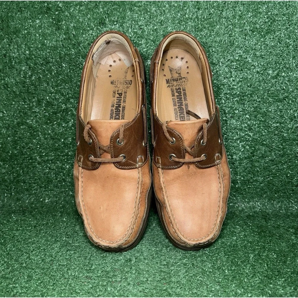 MEPHISTO Men Size 9.5 Brown Leather Hurrikan Boat Shoes Slip‎ On Luxury Sneakers